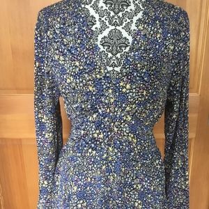 Leith long sleeve plunge v neck blouse floral